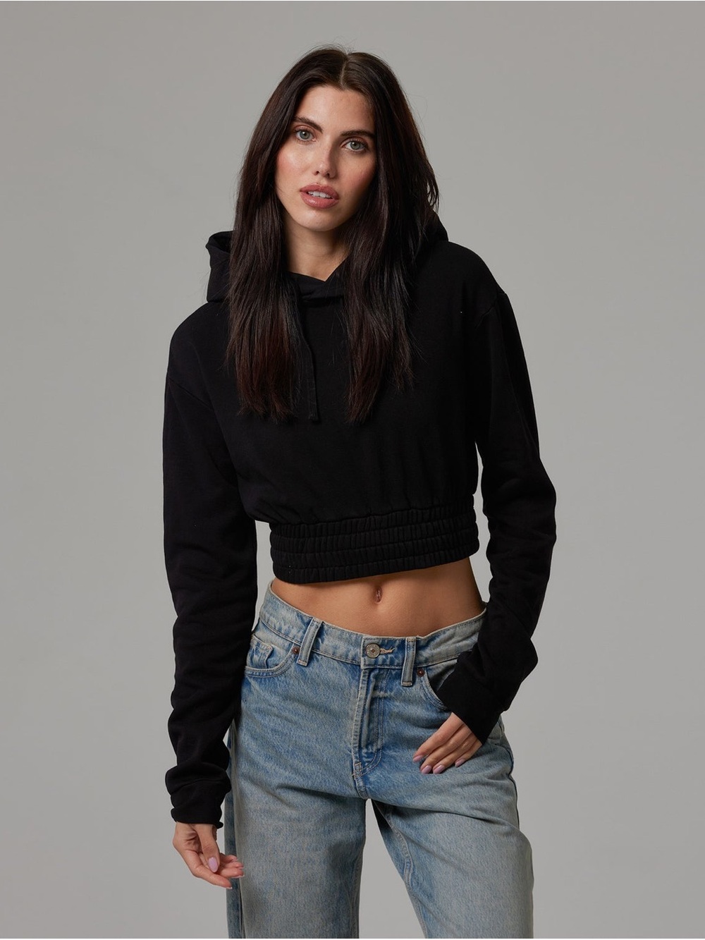 TALENTLESS Women’s Boxing Hoodie - Pitch Black Crop Size M